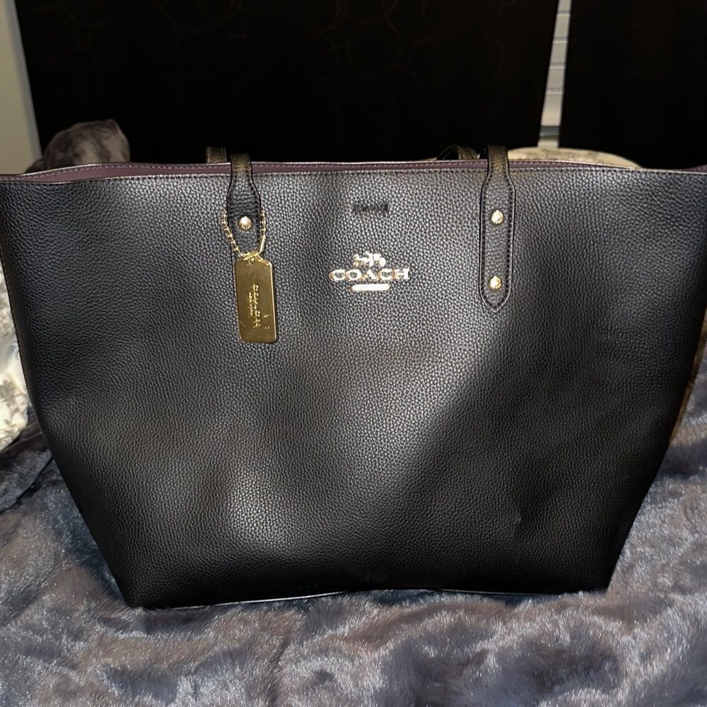 Coach Black Pebbled Leather Tote
